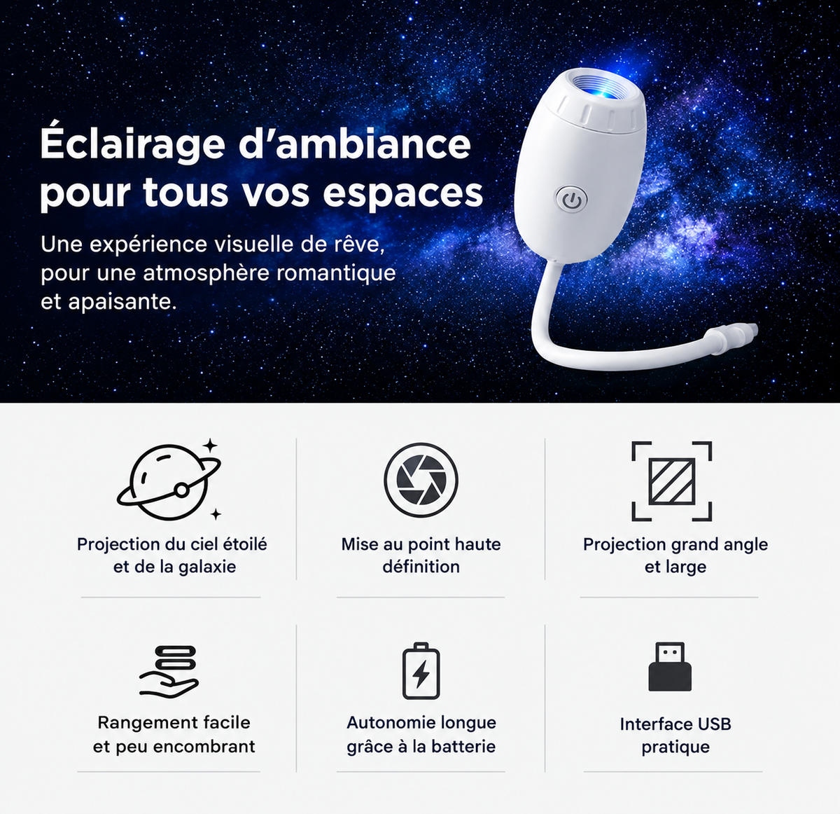 Projecteur AstroOrbit™ - Lampe Galaxie Spatiale HD